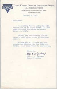 Letter from Christine O. Jackson to Arthur Jackson, January 9, 1967