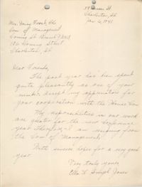 Letter from Ella L. Jones to Committee of Management, Coming Street Y.W.C.A., January 6, 1941