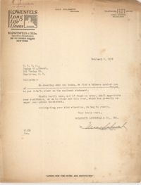 Letter from Goldsmith, Lowenfels and Co., Inc. to Coming Street Y.W.C.A., February 3, 1923