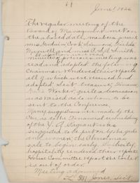 Minutes to the Board of Management, Coming Street Y.W.C.A., June 1, 1926