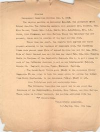Minutes to the Board of Management Meeting, Coming Street Y.W.C.A., January 5, 1923