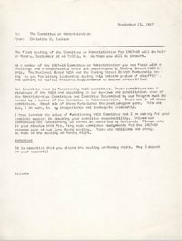 Coming Street Y.W.C.A. Memorandum, September 13, 1967