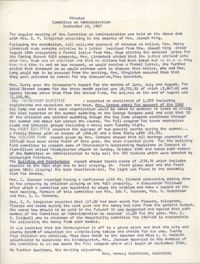 Minutes to the Committee on Administration, Coming Street Y.W.C.A., September 18, 1967