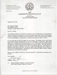 Letter from Dwight C. James to Benjamin Wright, September 20, 1994