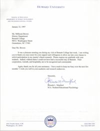 Letter from Rhonda L. Munford to Millicent Brown, January 22, 1997