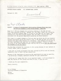 Letter from A. B. Fafunwa to Septima P. Clark, February 9, 1973