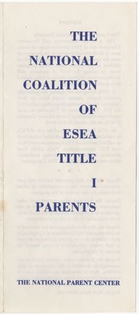 The National Coalition of Elementary and Secondary Education Act Title I Parents, Pamphlet
