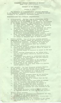 Charleston American Federation of Teachers, Security in the Schools Recommendations, October 5, 1974