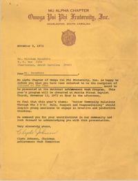 Letter from Clyde Johnson to William Saunders, November 3, 1972