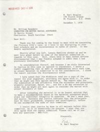 Letter from W. Earl Douglas to William Saunders, December 7, 1978