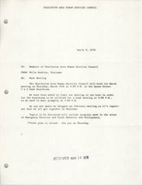 Charleston Area Human Services Council Memorandum, March 9, 1978