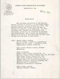 United States Department of Justice Notice, December 31, 1975