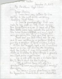 Letter to the Editor Regarding Stratford High School