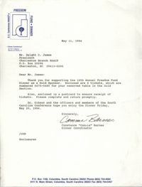 Letter from Constance Barnes to Dwight C. James, May 11, 1994
