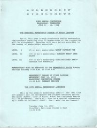 Membership Highlights, July 11-16, 1992