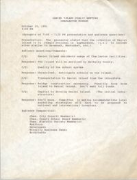 Daniel Island Public Meeting Minutes, October 15, 1991
