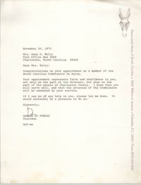 Letter from Donald L. Fowler to Anna D. Kelly, November 30, 1973