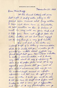 Letter from Fong Lee Wong to Laura M. Bragg, November 30, 1929