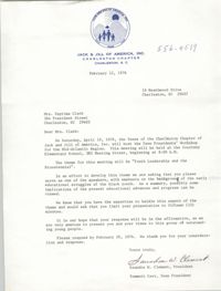 Letter from Saundra W. Clement and Tommett Carr to Septima P. Clark, February 12, 1976