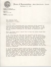 Letter from McKinley Washington, Jr. to Septima P. Clark, September 17, 1976