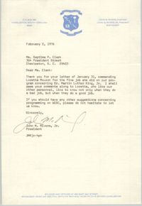 Letter from John M. Rivers, Jr. to Septima P. Clark, February 2, 1976