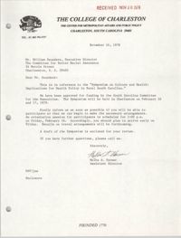 Letter from Melba S. Varner to William Saunders, November 16, 1978