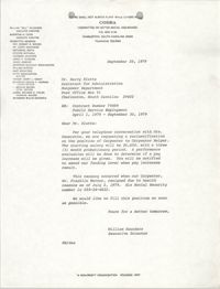 Letter from William Saunders to Harry Kluttz, September 20, 1979