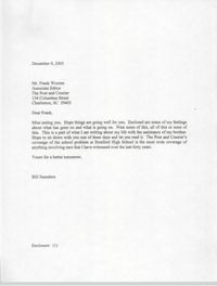 Letter from Bill Saunders to Frank Wooten, December 9, 2003