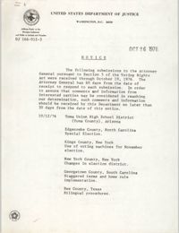 United States Department of Justice Notice, October 26, 1975