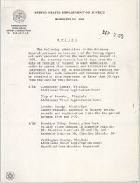 United States Department of Justice Notice, September 2, 1975