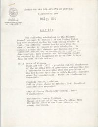 United States Department of Justice Notice, October 24, 1975