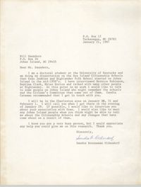 Letter from Sandra Brenneman Oldendorf to Bill Saunders, January 21, 1987