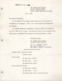 Letter from St. Stephen A.M.E. Church, June 6, 1980