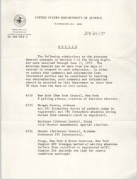 United States Department of Justice Notice, June 24, 1977