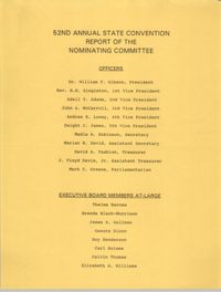 52nd Annual State Convention Report of the Nominating Committee