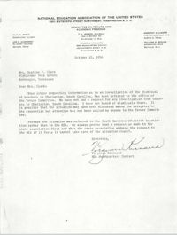 Letter from Virginia Kinnaird to Septima P. Clark, October 10, 1956
