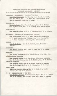 Charleston County Retired Teachers Association Committee Assignments 1973-1974