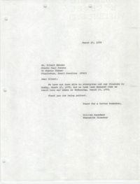 Letter from William Saunders to Albert Brooks, March 10, 1978
