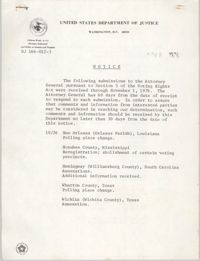 United States Department of Justice Notice, November 8, 1976