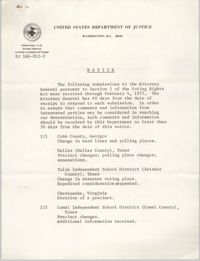 United States Department of Justice Notice, February 4, 1977