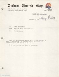Trident United Way Memorandum, February 27, 1980