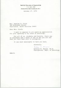 Letter from Kathryn M. Sharpe to Septima P. Clark, October 27, 1976