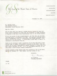 Letter from Ann Franklin to Septima P. Clark, November 23, 1976