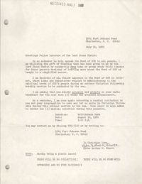 Letter from Elder Arthur N. Bluntt, July 31, 1980