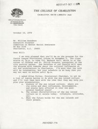 Letter to William Saunders, October 10, 1979