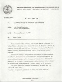 NAACP Memorandum, February 17, 1994