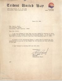 Letter from Sam J. Rasor, Jr. to Anna D. Kelly, March 23, 1981