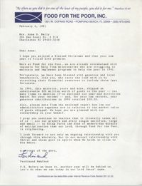 Letter from Ferdinand Mahfood to Anna D. Kelly, February 6, 1991