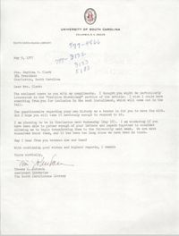 Letter from Thomas L. Johnson to Septima P. Clark, May 9, 1977
