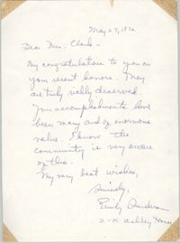 Letter from Emily Sanders to Septima P. Clark, May 27, 1972